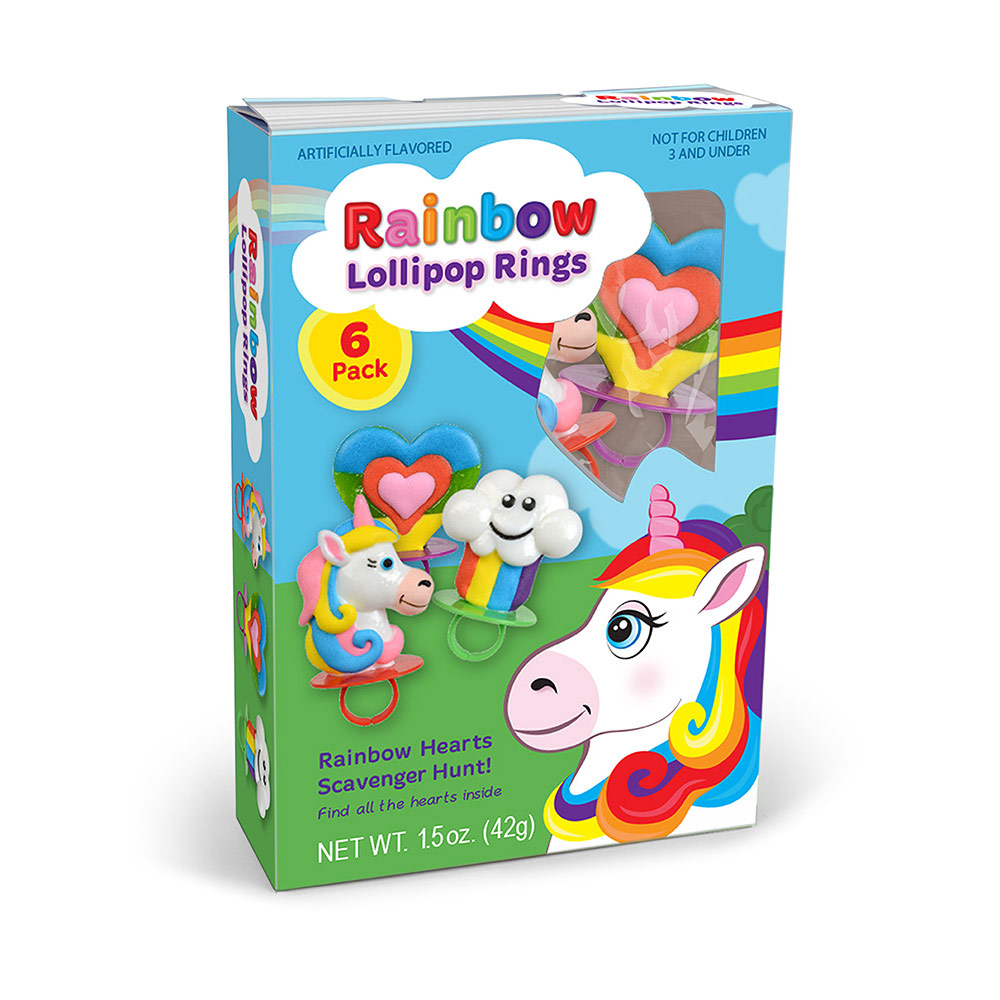6pk Rainbow Lollipop Rings Gift Box 