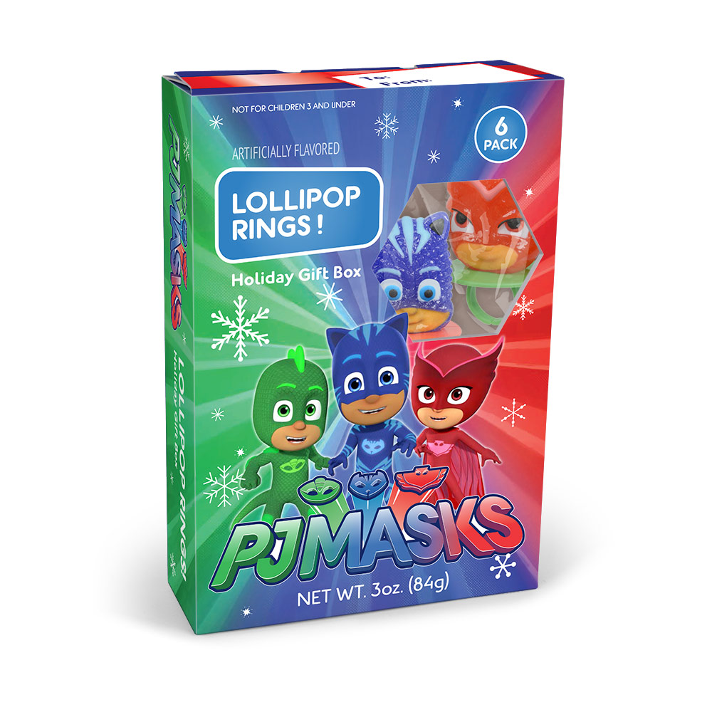 6pk  PJ Masks Christmas Lollipop Rings Gift Box